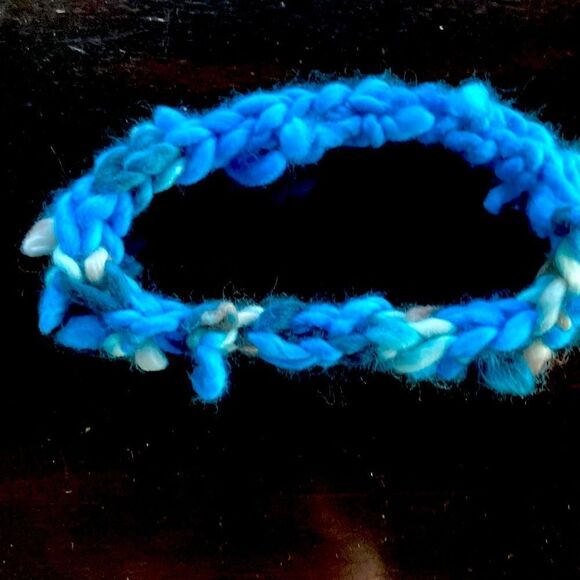 HAND CRAFTED New luxury Malabrigio Rasta wool yarn headband aqua cream brown - Picture 1 of 6
